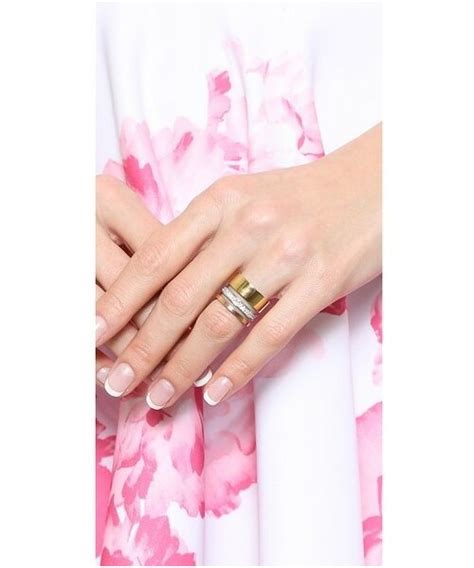 Michael Kors. Tri Tone Barrel Ring 